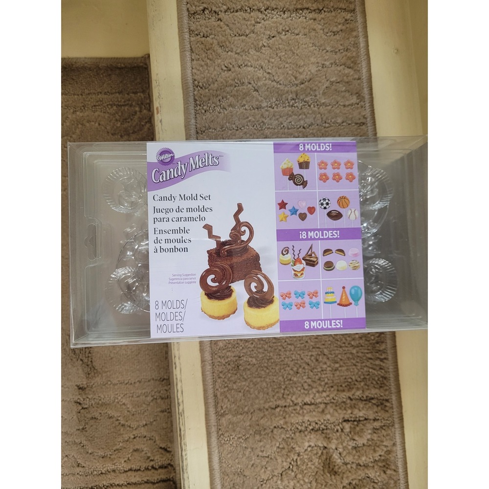 Wilton Candy Melts Candy Mold 8 Piece Assorted Shapes Flowers Sports Hearts NEW